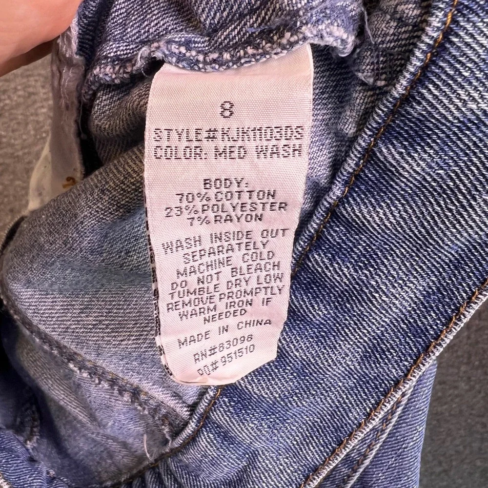 Tommy Bahama Denim Jacket Girls 8‎ Blue Distressed Ripped Jean Coat Medium Wash
